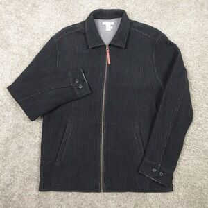 Carbon2cobalt Sweater Mens Medium Black Full Zip Collared Knit Jacket Pockets